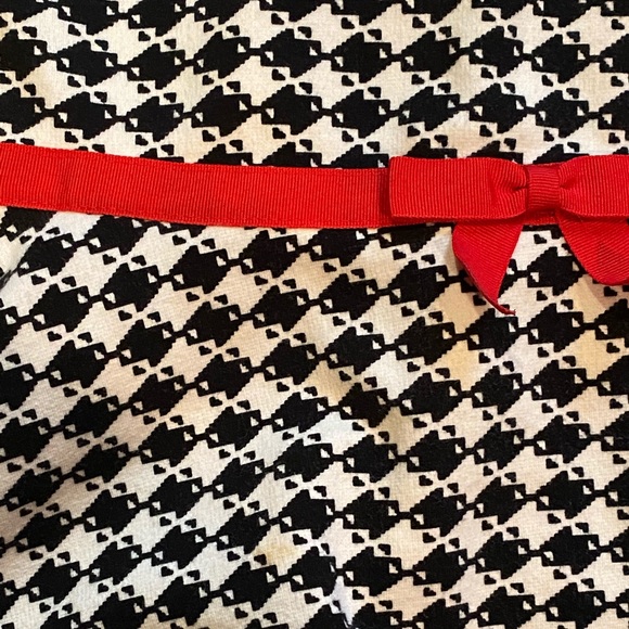 Black White Checked Houndstooth Olivia Dress w GrosGrain Red Bow and Cap Sleeves - Picture 9 of 10